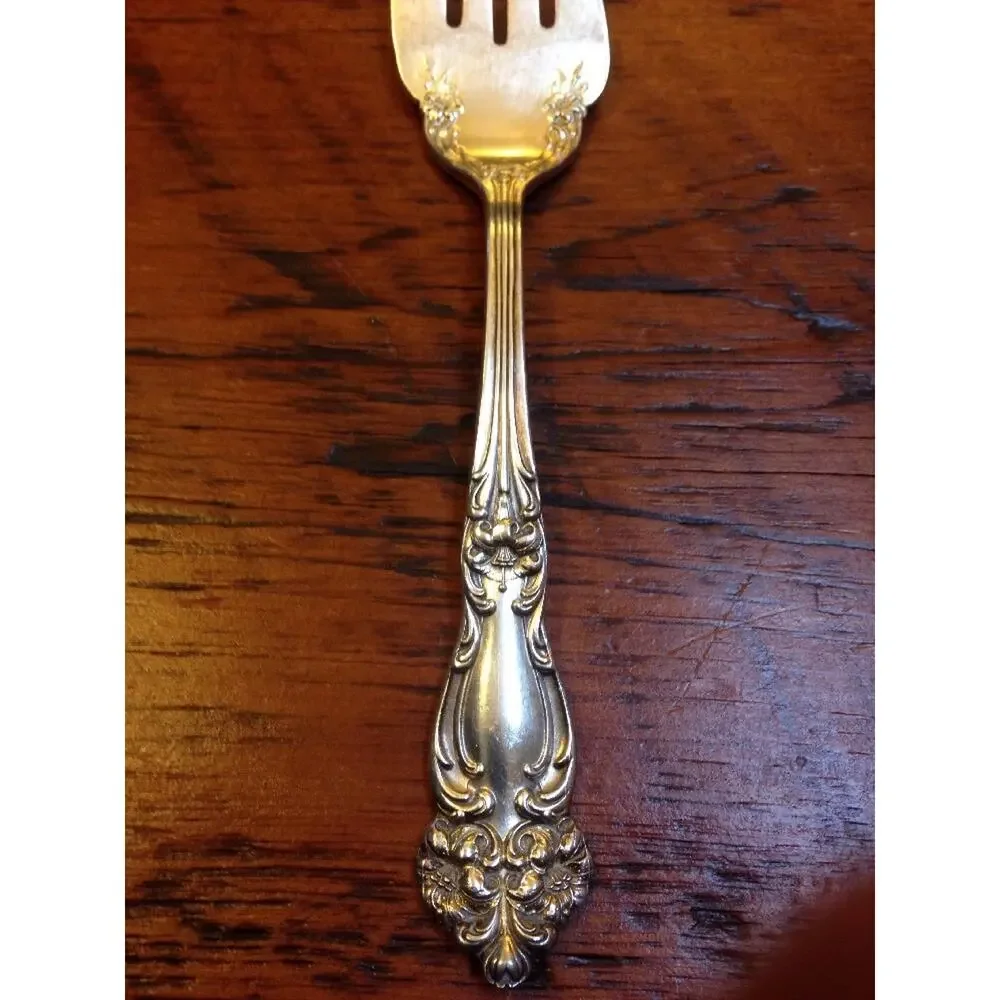 Vintage Reed & Barton Silverplate Wedding Serving Pastry Cake Fork Lilies #4 8